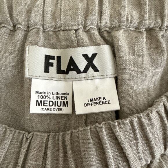 Flax Women’s 100% Linen Pull-On Pants Beige Size M Full Length Straight Leg - Picture 3 of 11